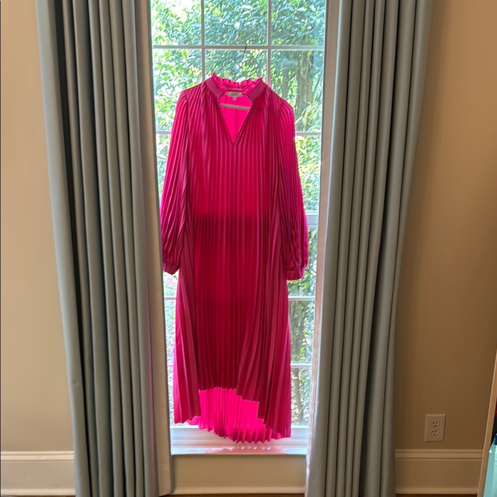 Vibrant Pink Pleated Dress